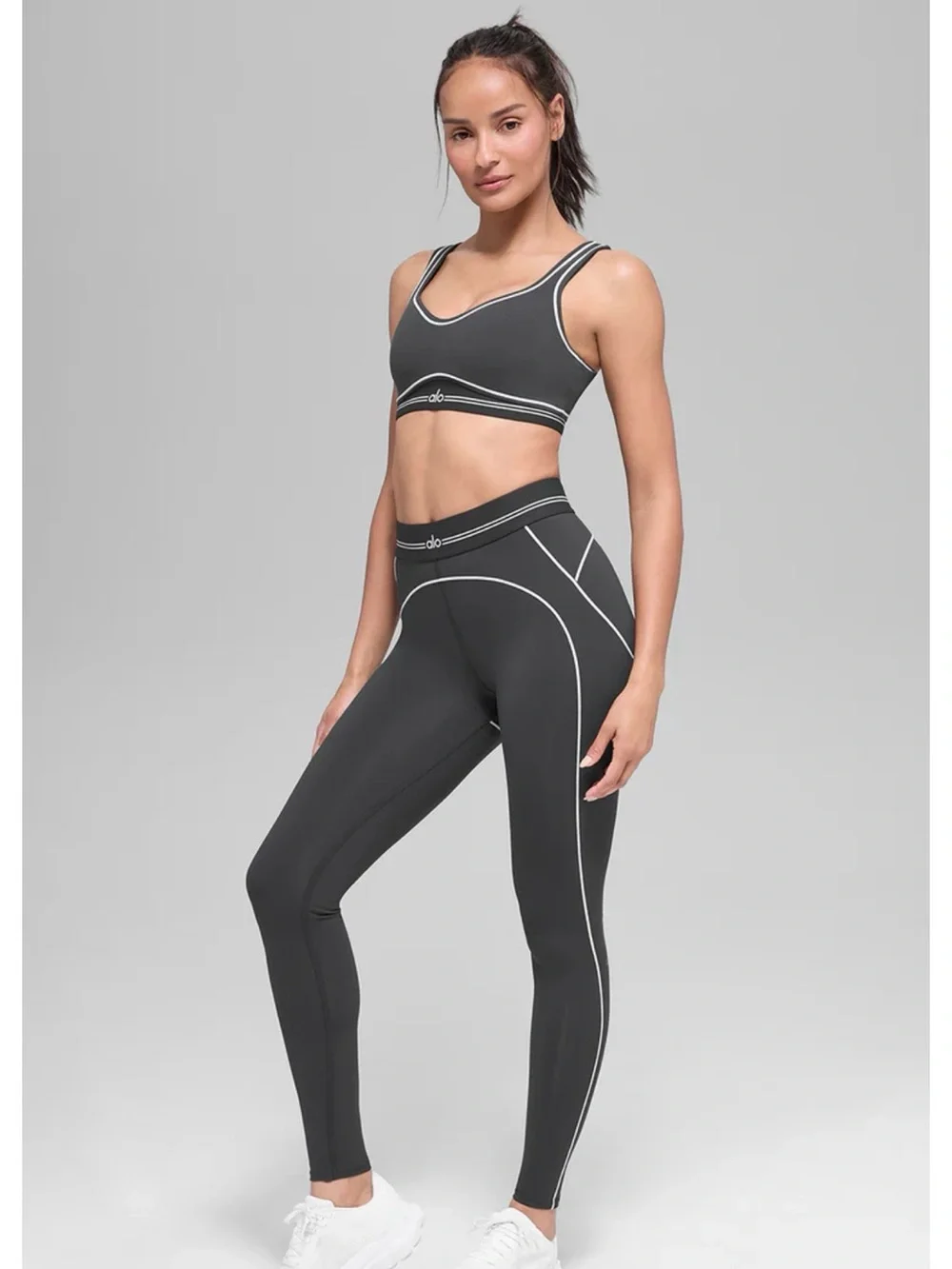 ALO Airbrush High-Waist Heart Throb Legging and Airbrush Heart Throb Bra